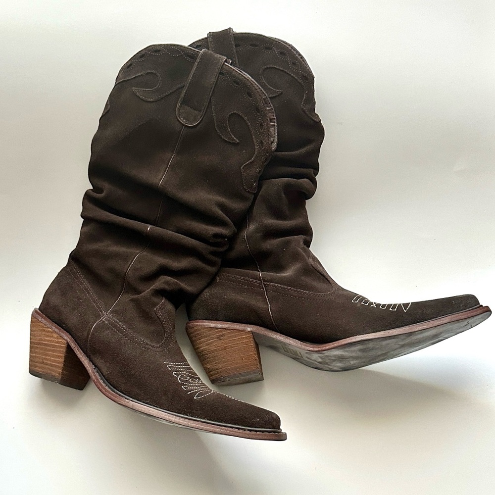 Women's Brown Suede Western Boots